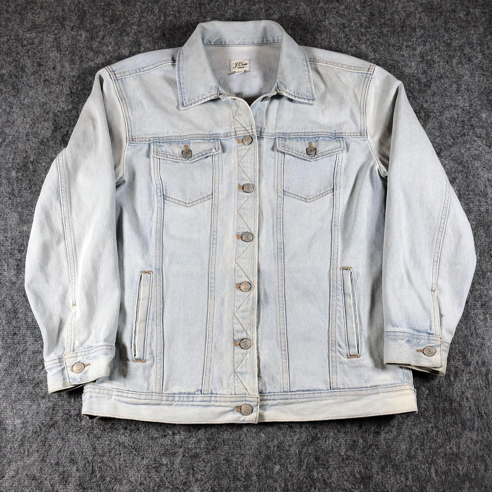 J.Crew Denim Jacket Mens Medium Light Wash Blue Jean‎ Trucker Cotton Casual